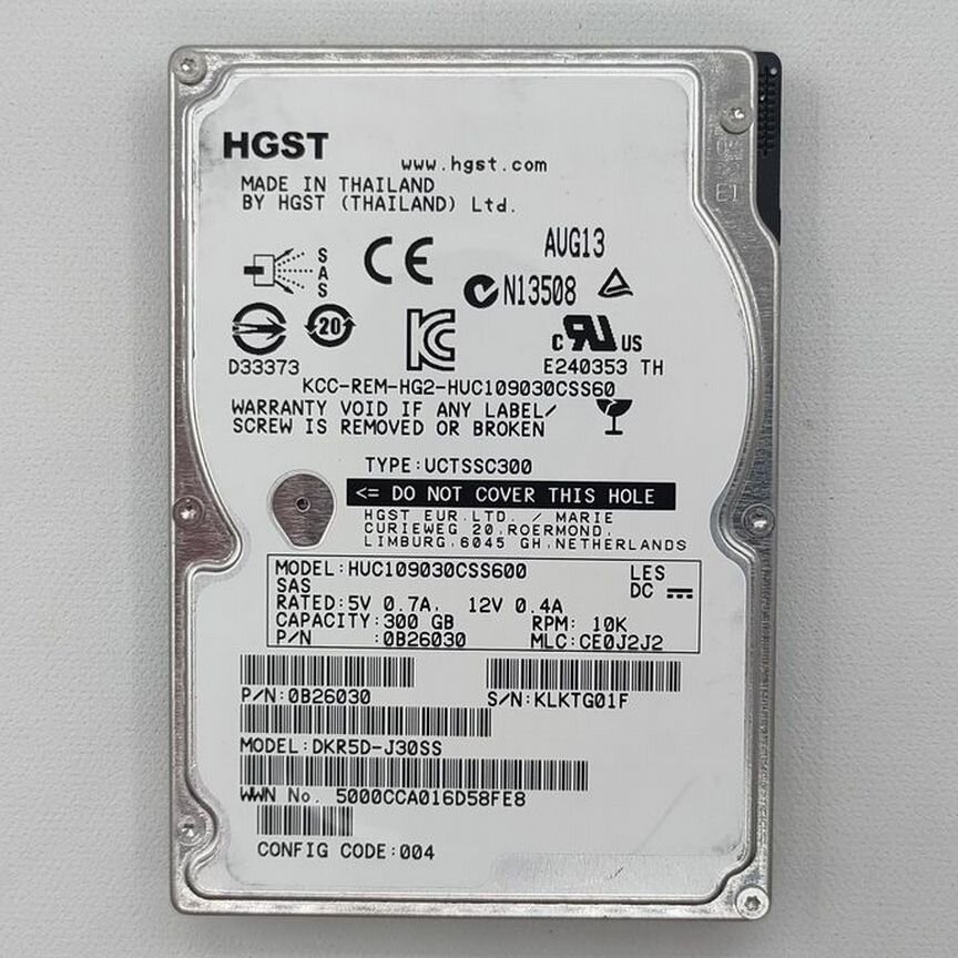[DKR5D-J30SS] Жесткий Диск Huc109030css600, 0b26030, Dkr5d-J30ss