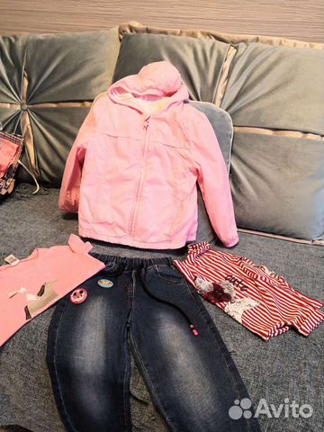 Ветровка и джинсы для девочки 98