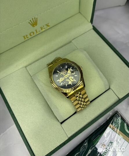 Часы мужские механические rolex золотые skeleton