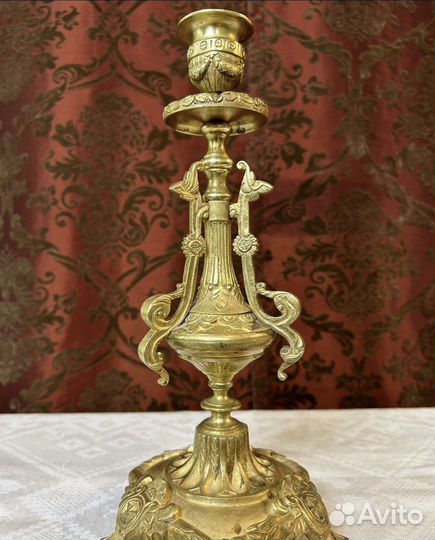 Антикварный подсвечник в золочении Царская Россия