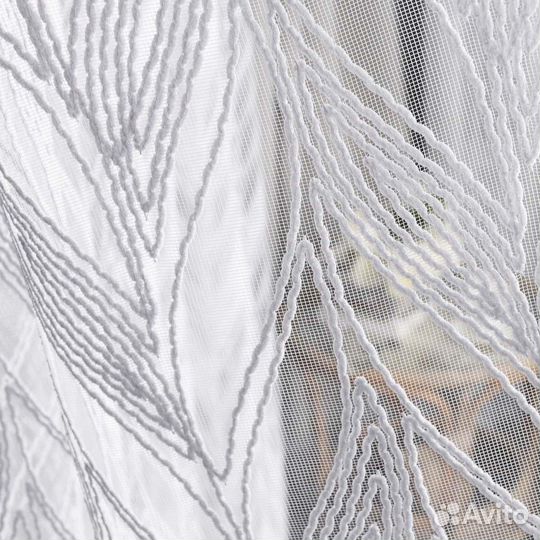Тюль Дентель колосья холодный белый