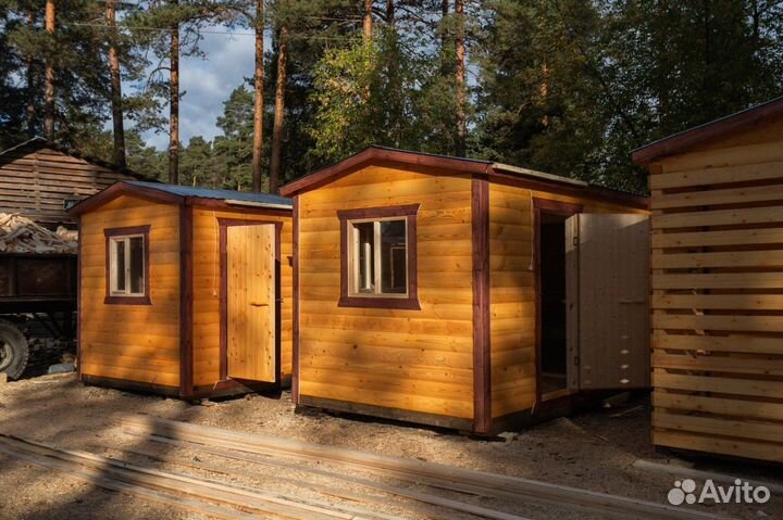 Мобильная баня из бруса 2.3 x 7 метров