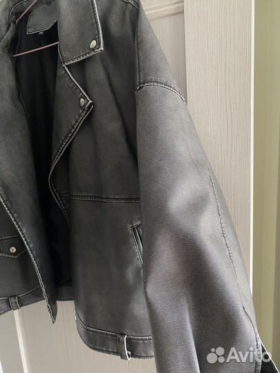 Кожаная куртка косуха серая