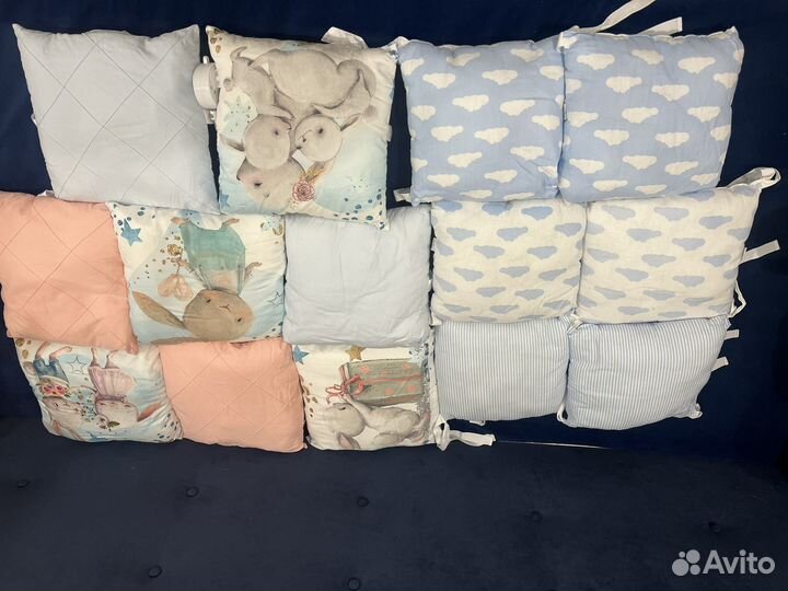 Подушки бортики в кровать + мобиль