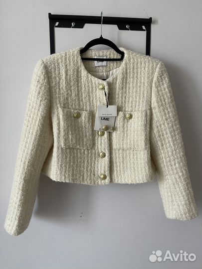 Жакет lime укороченный твидовый шерстяной S