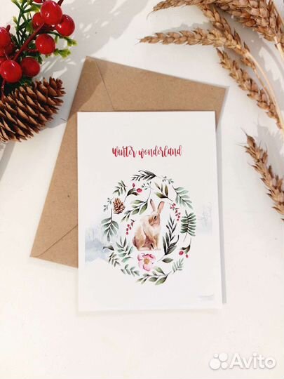 Новогодние открытки акварель разные