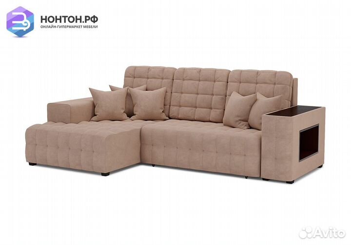 Угловой диван еврокнижка Мадрид велюр бежевый