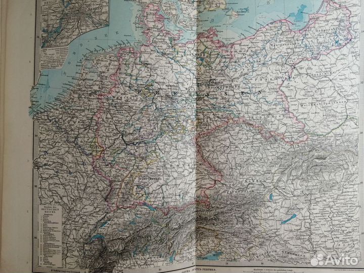 Антикварный Атлас Штилера Stielers Hand-Atlas