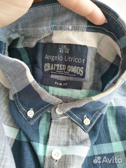 XXL Муж.рубашка в крупную клетку C&A бело-синяя