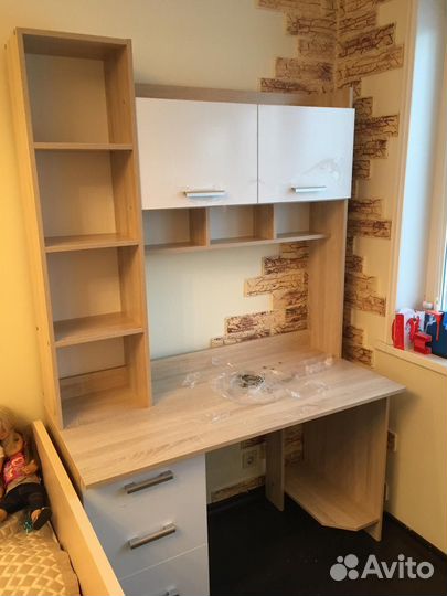 Стол новый пкс-5 Дуб Сонома/Белый глянец