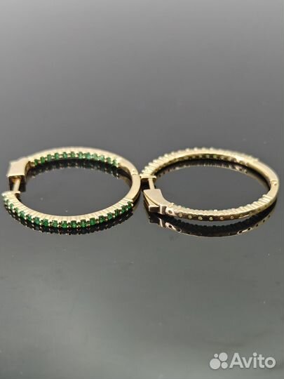 Серьги из желтого золота 585 с изумрудами 0,45 ct