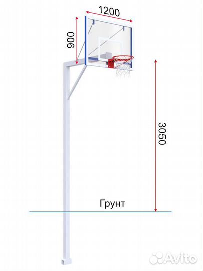 Стойка стационарная с тренировочным щитом из оргстекла 10 мм и усиленным кольцом Pioner A13432