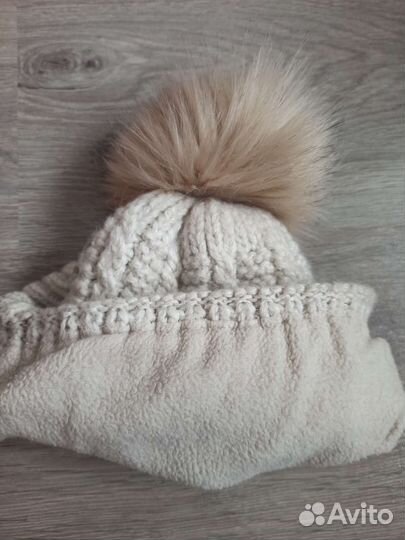 Комплект шапка зимняя женская вязаная +снуд