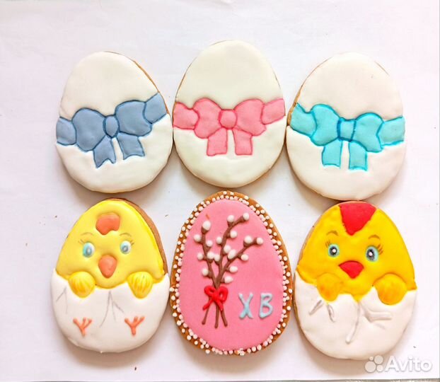 Имбирные пряники Пасхальные, зефирный декор