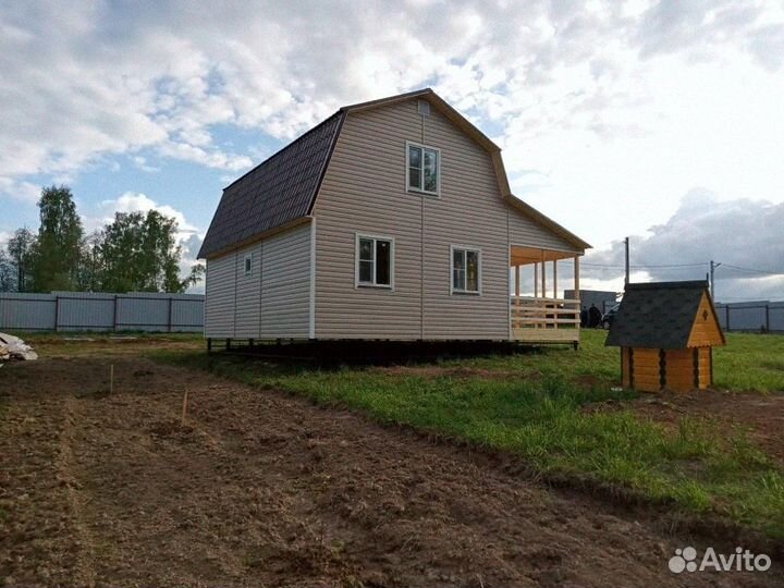 Каркасный дом щитовой 6х8 с террасой