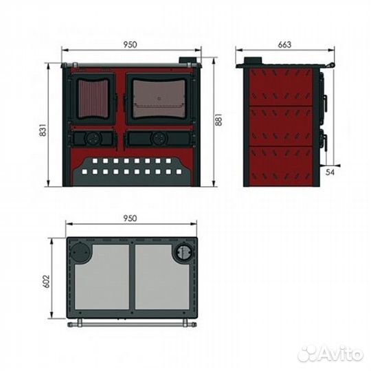Варочная печь Guca Guliver Bordo Termo Дымоход сле