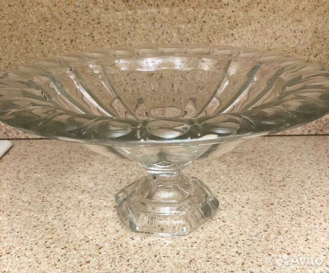 Фруктовница на ножке стекло