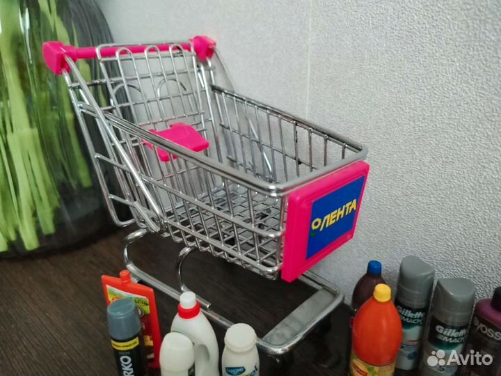 Набор миниатюр мини лента продукты и тележка