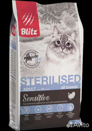 Корм для Стерилизованных кошек Blitz Sensitive