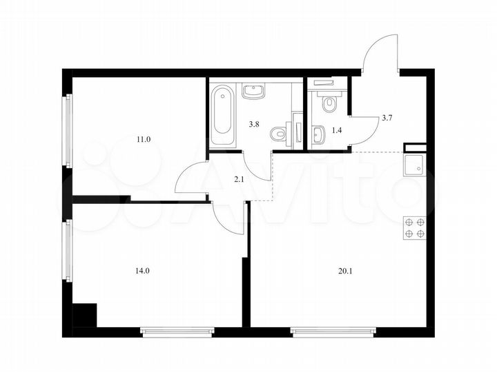 2-к. квартира, 56,1 м², 20/32 эт.