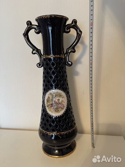 Ваза 43 см,кобальт,прорезной фарфор,ссср,Фрагонар