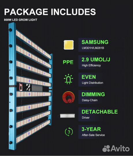 LED KingBrite 800 Вт Samsung LM281B+UV IR