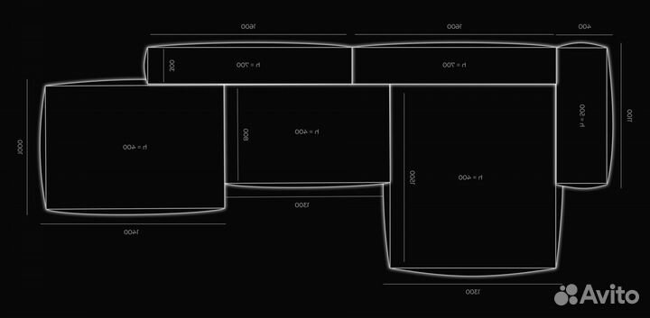 Диван со спальным местом 4400х1800 мм