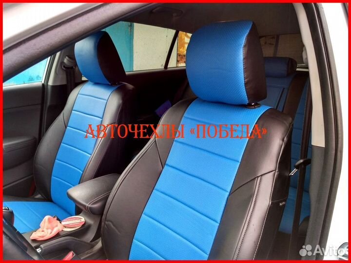 Чехлы Kia Sportage 4 из экокожи чёрно-синие Класси