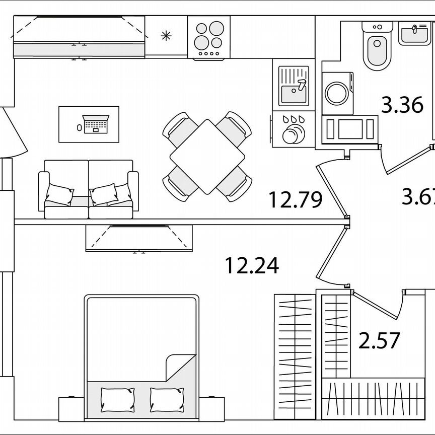 1-к. квартира, 35,9 м², 3/9 эт.