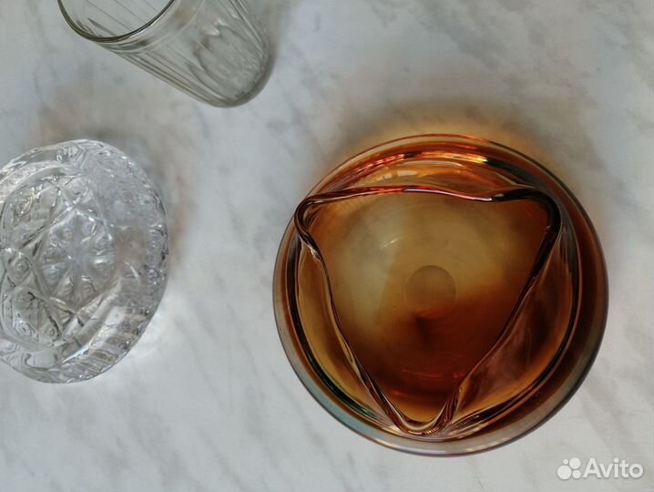 Пепельница солидная, чешское стекло