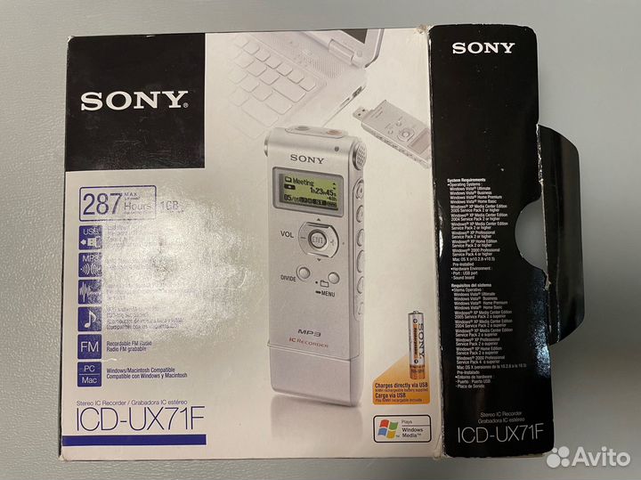 Диктофон Sony 1 GB, 287 часов