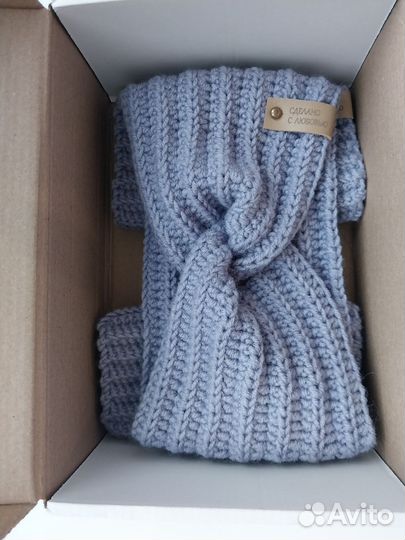 Повязка на голову и митенки