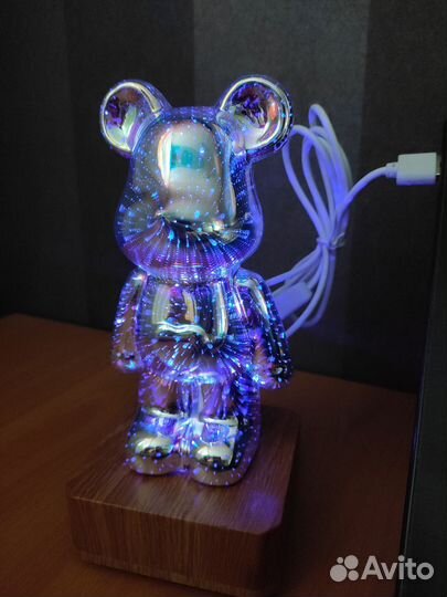 Сияющий мишка светильник ночник bearbrick 3D