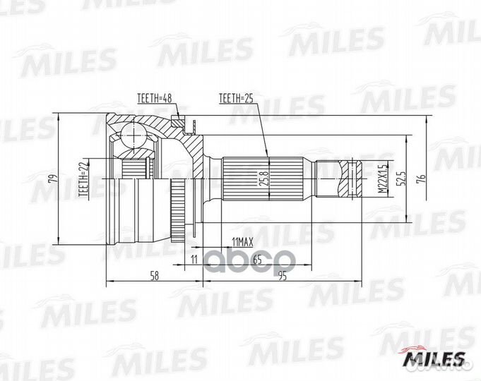 Шрус hyundai getz 1.3-1.6 02- нар.(abs) Miles