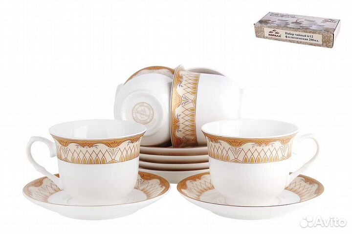 Чайный набор 12 предметов 200мл византия Фарфор/NK