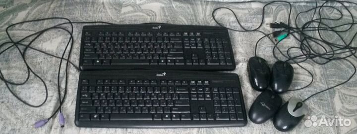 Клавиатура genius (2 шт.) + 4 мыши + коврик