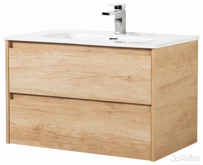 Тумба с керамической раковиной BelBagno Kraft 100-BB1000ETL, 100 см, цвет Rovere Nebrasca Nature