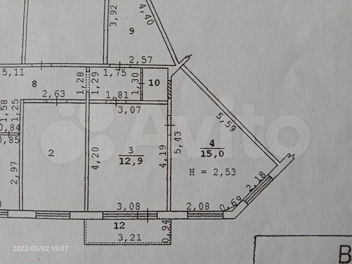 Комната 15 м² в 4-к., 4/5 эт.