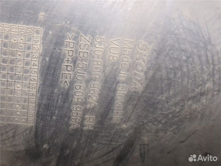 Защита арок (подкрылок) Skoda Fabia, 2011