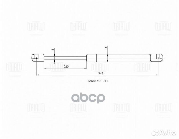 Амортизатор капота opel astra H (04) GS 2107 T