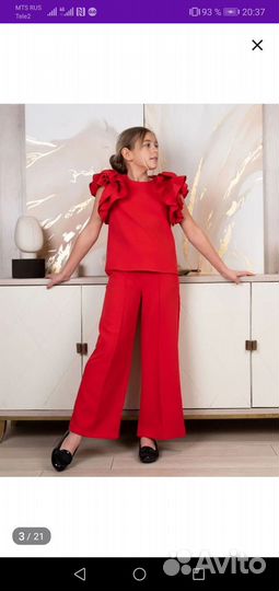 Красный брючный костюм 110,116