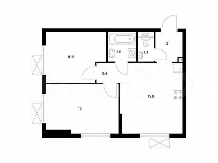 2-к. квартира, 49 м², 21/25 эт.