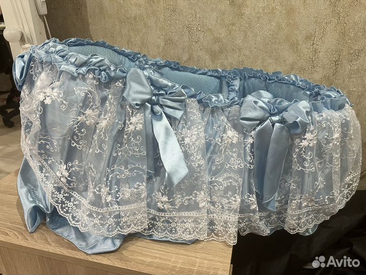 Люлька переноска на выписку голубая