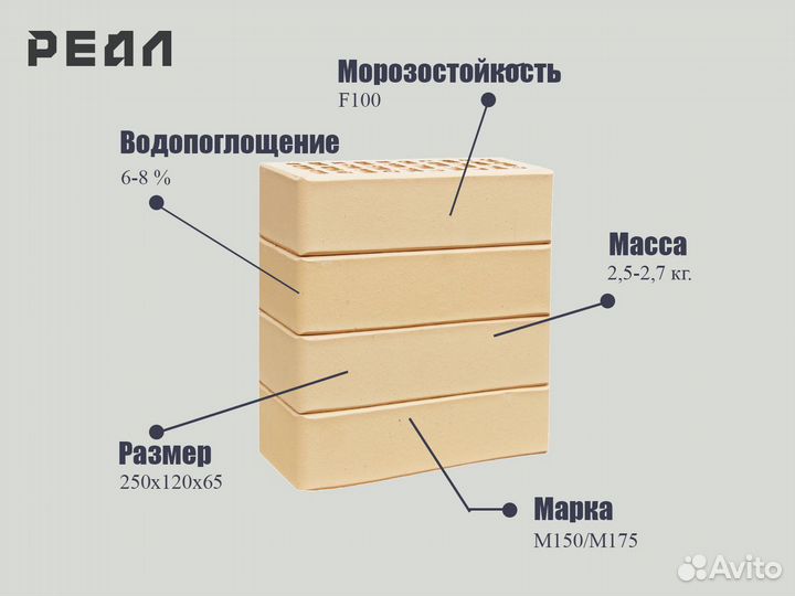 Кирпич облицовочный бежевый