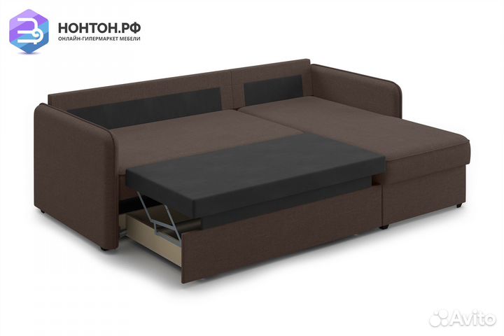 Угловой диван дельфин Нельсон коричневый