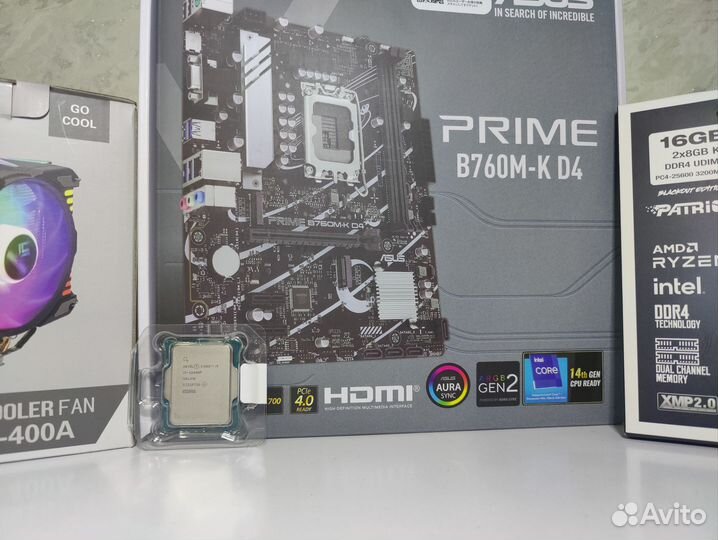 Новый комплект i5 12400f+b760 asus+32gb ddr4+кулер