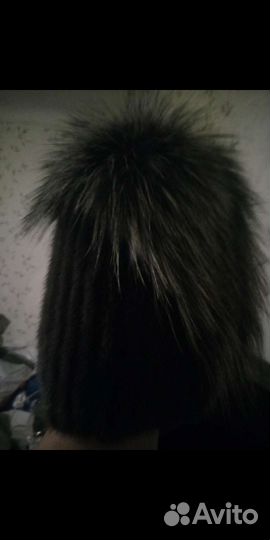 Шапка норковая вязаная женская