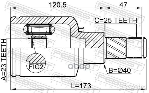 ШРУС внутренний левый 23X40X25 renault duster