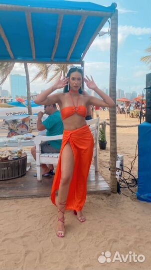 Пляжный костюм оранжевый s