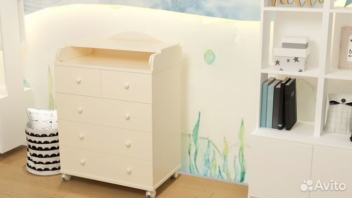 Комод пеленальный Классик 800/5 слоновая кость